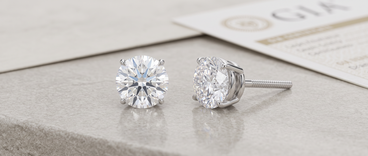 An Image showing Elegant Lab Grown Diamond Stud Earrings