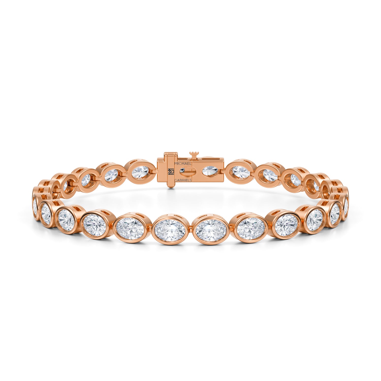 10 Carat Oval Bezel Lab Grown Diamond Tennis Bracelet