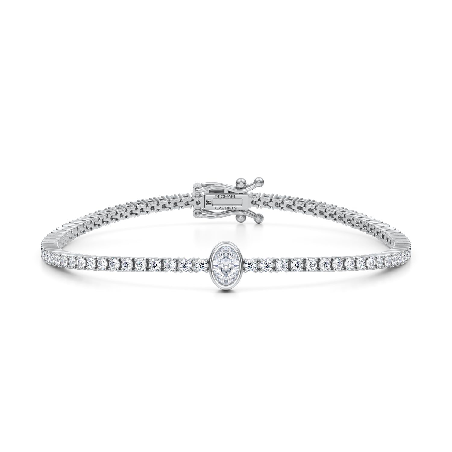 Oval Single Station Tennis Bracelet - Michael Gabriels