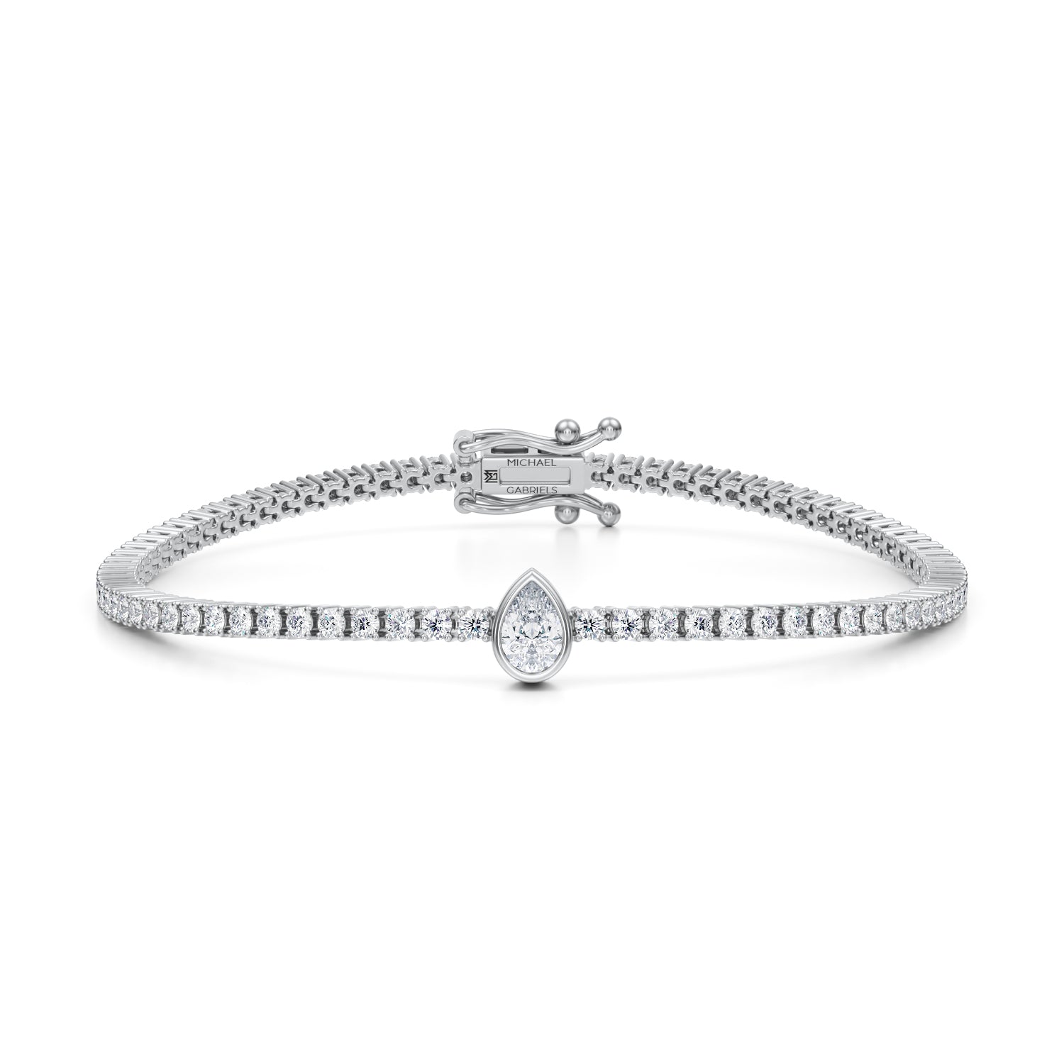 Pear Single Station Tennis Bracelet - Michael Gabriels