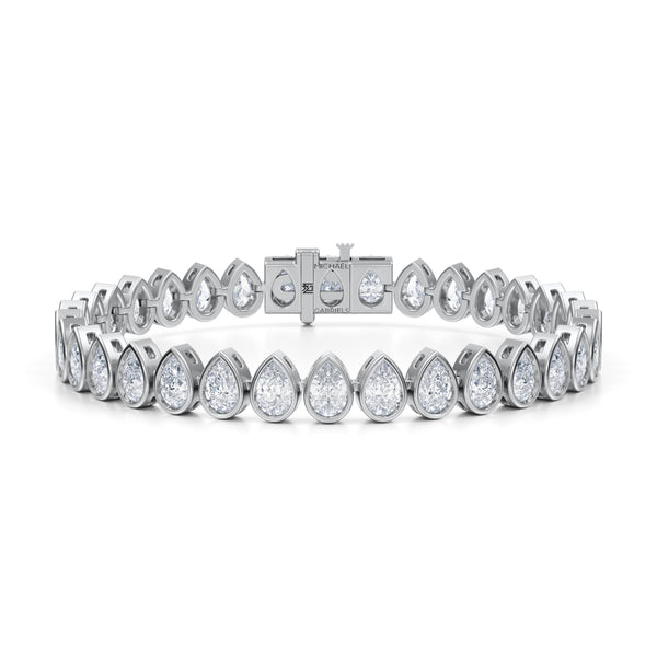 10 Carat Vertical Pear Bezel Lab Grown Diamond Tennis Bracelet
