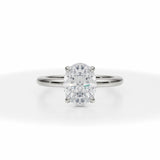 Lab Grown Diamond Oval Martini Basket Solitaire Ring in White Gold