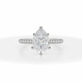 Lab Grown Diamond Pear Trio Pave Ring in White Gold