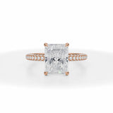 Lab Grown Diamond Radiant Trio Pave Ring in Pink Gold