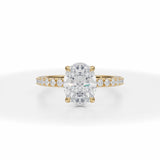 Lab Grown Diamond Oval Invisible Halo With Pave Ring in Yellow Gold
