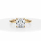 Lab Grown Diamond Cushion Cut Martini Basket Solitaire Ring in Yellow Gold