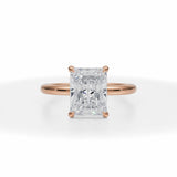 Radiant Cut Lab Grown Diamond Solitaire Ring With Pave Basket in Pink Gold