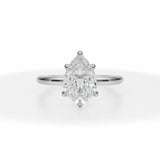 Lab Grown Diamond Pear Martini Basket Solitaire Ring in White Gold