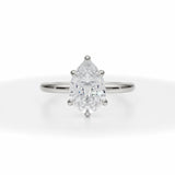 Lab Grown Diamond Pear Solitaire Ring With Pave Prongs in White Gold