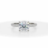 Round Trio Pave Ring With Pave Prongs in White Gold