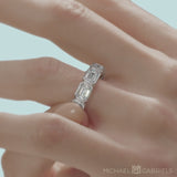 Emerald Bezel Lab Grown Diamond Horizontal Eternity Band on Ring Finger in White Gold