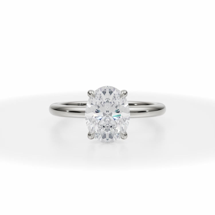 Lab Grown Diamond Classic Oval Solitaire Ring in White Gold