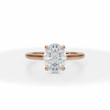 Lab Grown Diamond Classic Oval Cathedral Ring in Pink Gold