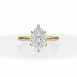 Lab Grown Diamond Pear Martini Basket Solitaire Ring in Yellow Gold
