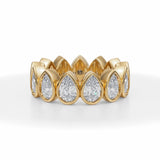Pear Bezel Lab Grown Diamond Vertical Eternity Band in Yellow Gold