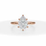 Lab Grown Diamond Pear Solitaire Ring With Pave Basket in Pink Gold