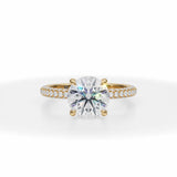 Round Trio Pave Ring With Pave Prongs in Yellow Gold