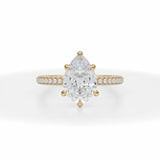 Lab Grown Diamond Pear Trio Pave Ring in Yellow Gold