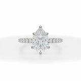 Lab Grown Diamond Pear Pave Ring With Pave Prongs in White Gold