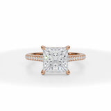 Princess Trio Pave Cathedral Ring With Pave Basket