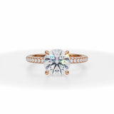 Round Trio Pave Ring With Pave Prongs in Pink Gold