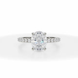 Oval Lab Grown Diamond Modern Pave Ring in White Gold