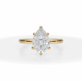 Lab Grown Diamond Pear Solitaire Ring With Invisible Halo in Yellow Gold