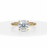 Round Lab Grown Diamond Solitaire Ring With Invisible Halo in Yellow Gold