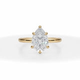 Lab Grown Diamond Pear Solitaire Ring With Pave Basket in Yellow Gold