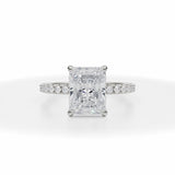 Lab Grown Diamond Radiant Cut Invisible Halo With Pave Ring in White Gold