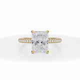 Lab Grown Diamond Radiant Trio Pave Ring in Yellow Gold