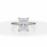 Lab Grown Diamond Radiant Solitaire Ring With Pave Prongs in White Gold