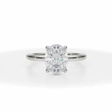 Oval Lab Grown Diamond Solitaire Ring With Pave Basket in White Gold