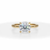 Round Solitaire Ring With Pave Prongs in Yellow Gold