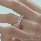 Asscher Bezel Lab Grown Diamond Eternity Band in White Gold on Ring Finger - Medium