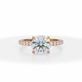 Round Modern Pave Diamond Engagement Ring in Pink Gold