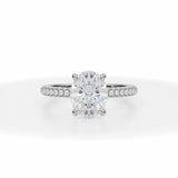 Oval Lab Grown Diamond Trio Pave Ring With Pave Prongs in White Gold