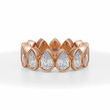 Pear Bezel Lab Grown Diamond Vertical Eternity Band in Pink Gold