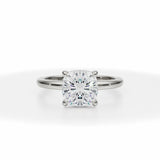 Lab Grown Diamond Cushion Cut Solitaire Ring With Invisible Halo in White Gold