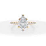 Lab Grown Diamond Pear Pave Basket With Pave Ring in Yellow Gold