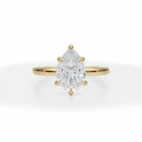 Lab Grown Diamond Pear Solitaire Ring With Pave Prongs in Yellow Gold