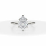 Lab Grown Diamond Pear Solitaire Ring With Pave Basket in White Gold