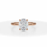 Oval Lab Grown Diamond Solitaire Ring With Invisible Halo in Pink Gold