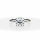Round Solitaire Ring With Pave Prongs in White Gold