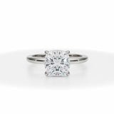 Lab Grown Diamond Cushion Cut Solitaire Ring With Pave Basket in White Gold