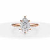 Lab Grown Diamond Classic Pear Solitaire Ring in Pink Gold