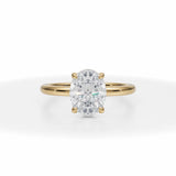 Lab Grown Diamond Oval Martini Basket Solitaire Ring in Yellow Gold