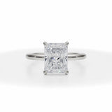 Radiant Cut Lab Grown Diamond Solitaire Ring With Pave Basket in White Gold