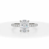 Lab Grown Diamond Oval Pave Ring With Pave Prongs in White Gold