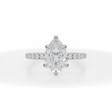 Lab Grown Diamond Pear Pave Basket With Pave Ring in White Gold